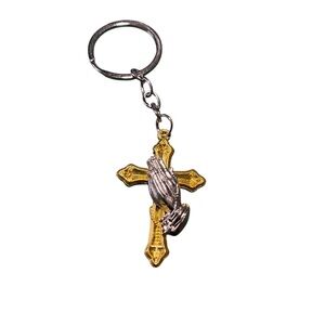 Easter Gold and Silver Cross Purse Charm Keychain